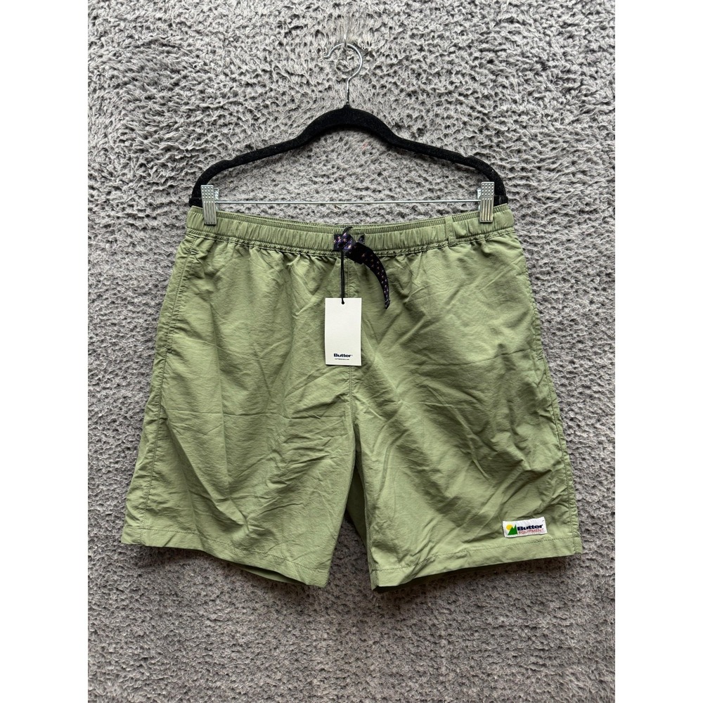 NWT Butter Goods Belted Nylon Mesh Equipment Shorts Safari Green Mens Size L